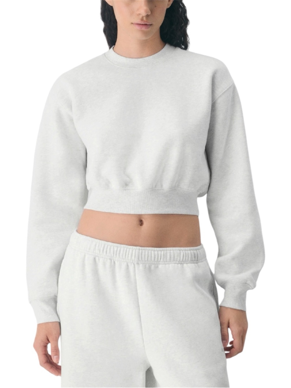 Aritzia TNA Cozy Sweatfleece Perfect Crew Crop
Sweatshirt Heather Cloud White XS